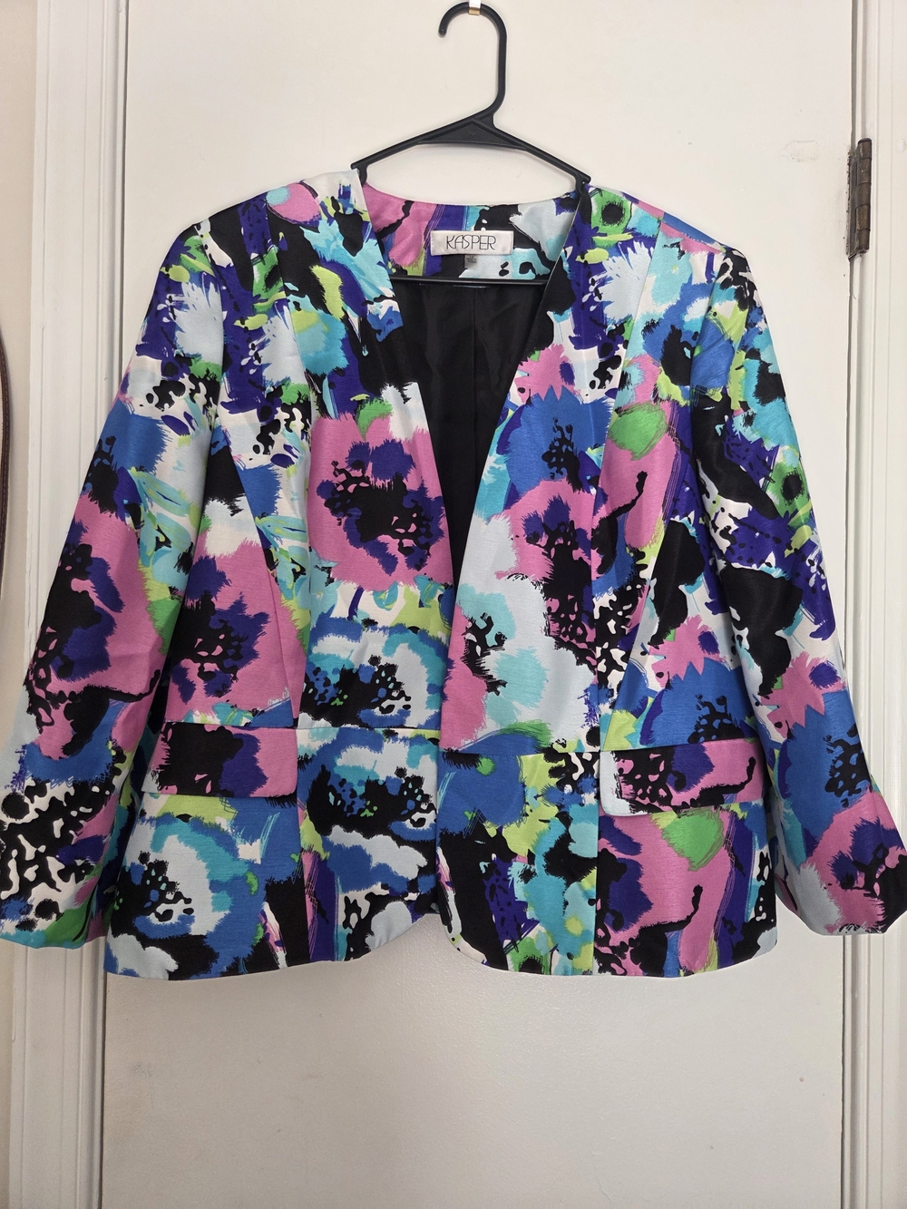 Kasper Vibrant Abstract Floral Open Front Blazer Size 14